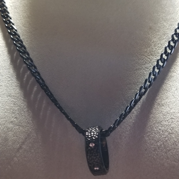 Anthony Jacob Black Stainless Steel Necklace - Picture 1 of 8